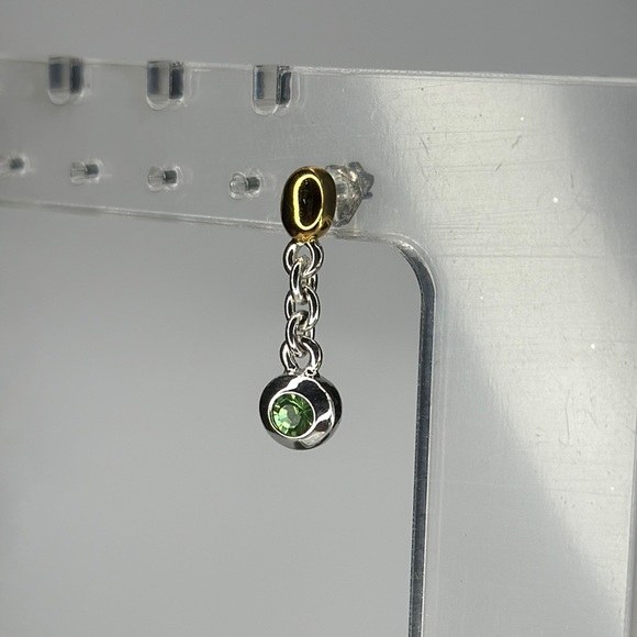 Green and Silver Dangling Earrings - Picture 2 of 4